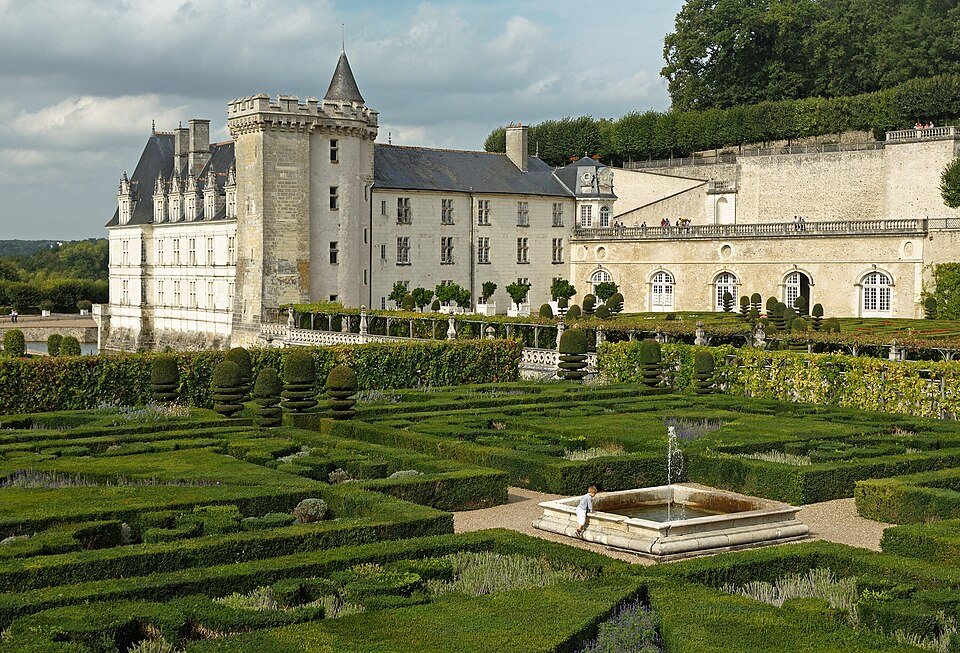 Los jardines a la francesa de boj delante del castillo de Villandry